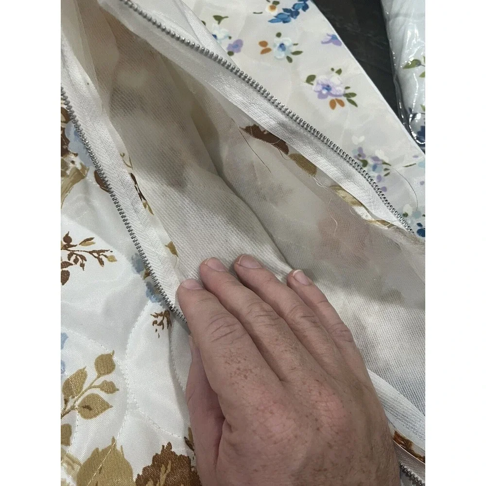 Vtg Quilted Pillow Shams Floral 4 Garden‎ Cottagecore 50s 60s Zippers JoMar